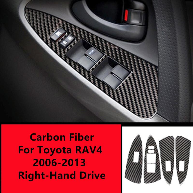 Carbon Fiber Car Inner Door Bowl Windows Control Panel Cover Trim Decal Stickers For Toyota RAV4 06-13 Car Interior