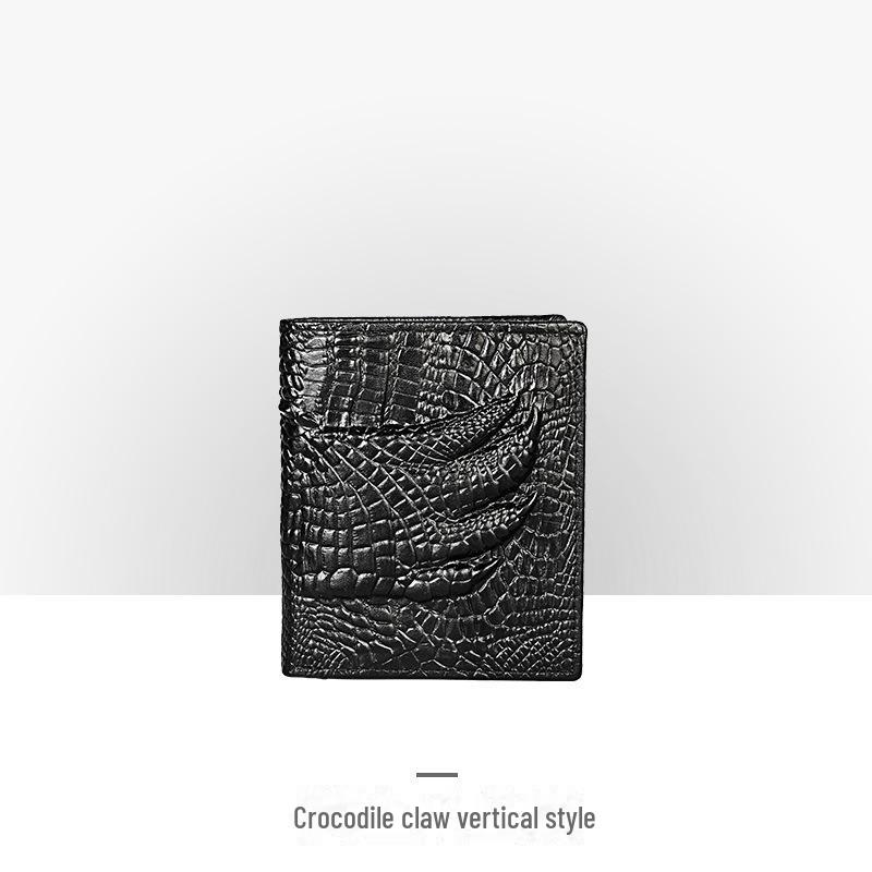 Мужской ретро-кошелек из натуральной кожи с тисненым вручную узором под крокодила, длинный, большой вместимости, с отделениями для нескольких карт.