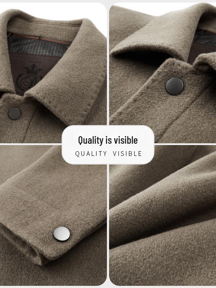 Модная мужская зимняя шерстяная куртка со съемной пуховой подкладкой и воротником-стойкой