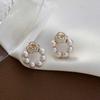 2023 Trend Refined Imitation Pearl Earrings for Women Simple Gold Color Flower Jewelry Earing Fashion Korean Woman Earrings