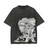 Футболка Итадори Сукуна Двойное Лицо Jujutsu Kaisen Футболка Винтажная Стиранная Оверсайз Ретро Аниме Харадзюку Уличная Одежда Манга Мужская Одежда