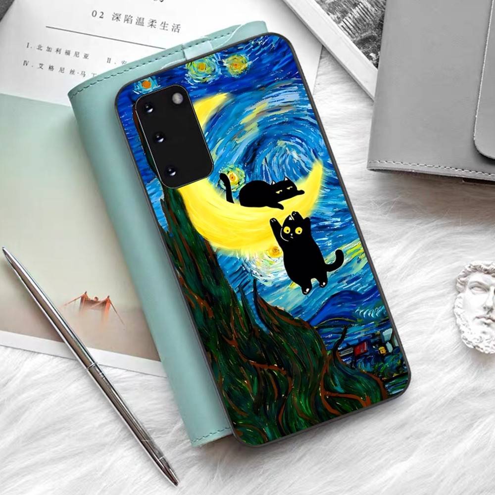 Масляная живопись Ван Гог Кот Чехол для телефона для Samsung S 24 Fe 25 Ultra Plus 20 Lite 21 30 22 23 24 22 Ultra 5G Fundas