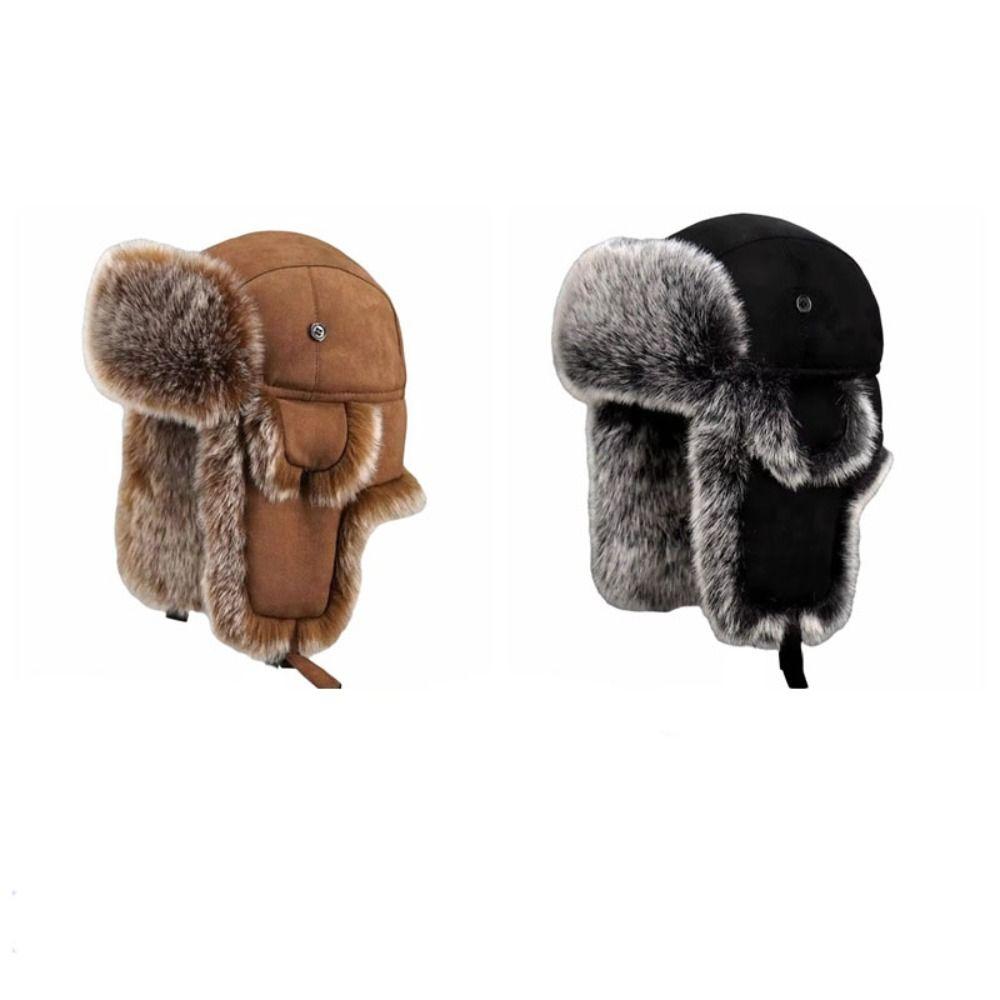 Imitation Fur Ear Protection Hat Thick Windproof Ski Hat Breathable Men Lei Feng Hat Skiing
