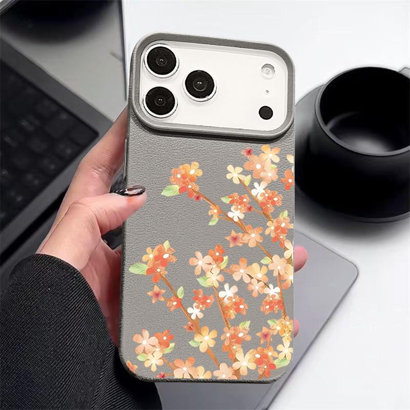 Чехол с цветочным узором «Цветы апельсина» для iPhone 17 Pro Max Funda iPhone 16 Pro Max 15 14 13 12 11 Air 16E Силиконовая накладка с текстурой кожи