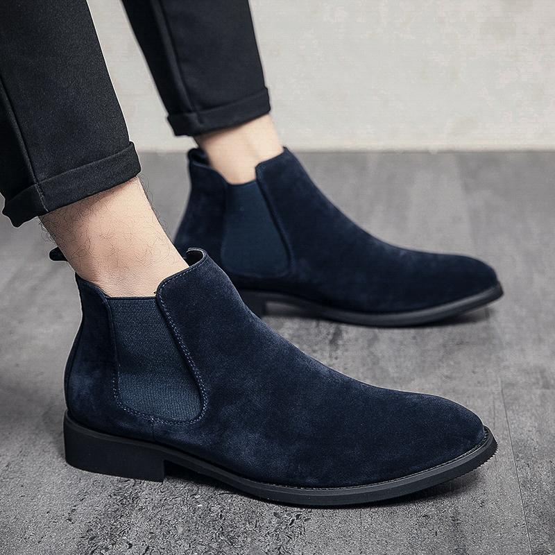 Модные новые молодежные ботинки челси для мужчин, черные кожаные ботинки на щиколотке, универсальная мужская повседневная обувь для отдыха и прогулок, базовые ботинки для мужчин