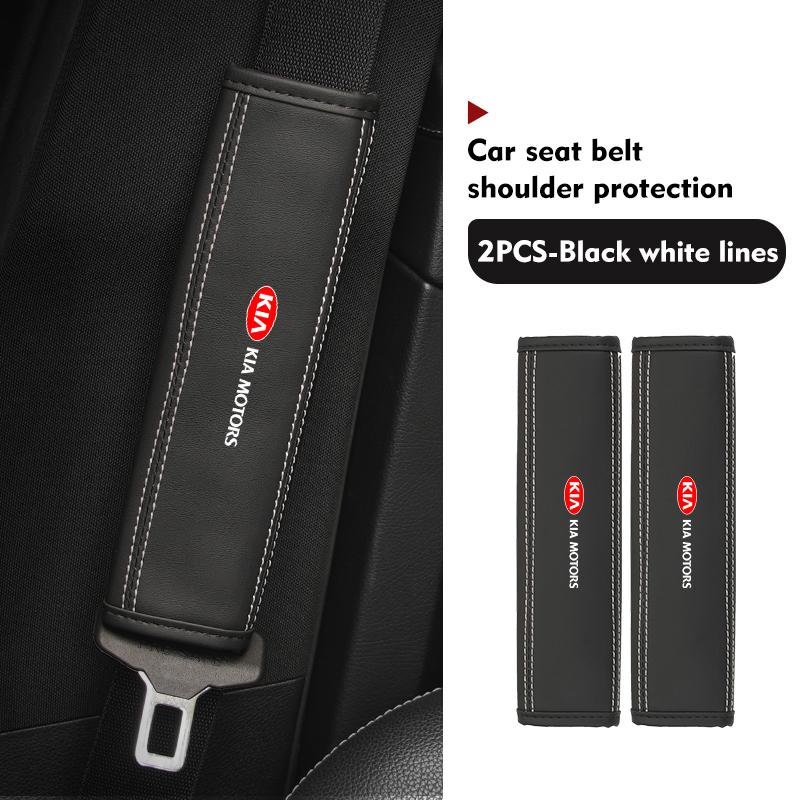 Leather Car Seat Belt Shoulder Protector Seat Belt Cover For KIA Sportage Rio Ceed Niro Soul Stonic Picanto ProceedEY1