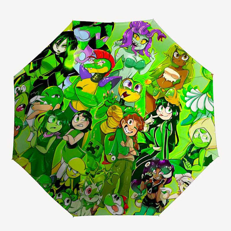 1pc Yoshi & Splatoon Characters Outdoor Umbrella - Automatic Opening/Closing, Portable 3-Fold Design, 8-Rib Iron Frame - Perfect Gift for Fans, Travel
