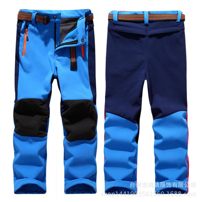 2024 New Windproof Waterproof Children Outdoor Kids Pants Boys Girls Soft Shell Pants Warm Teensclimbing Pants Sweatpants Enfant