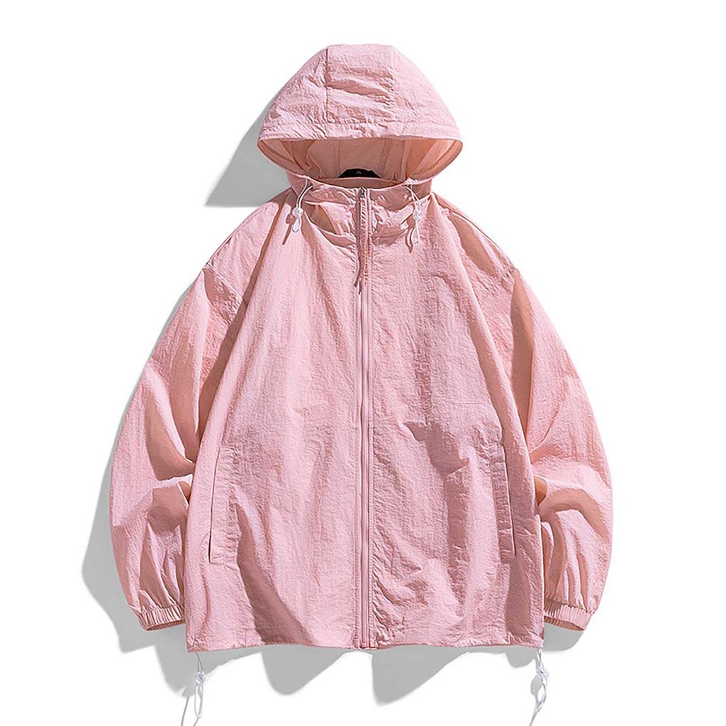 Летняя унисекс модная однотонная тонкая куртка на молнии с капюшоном и солнцезащитным козырьком