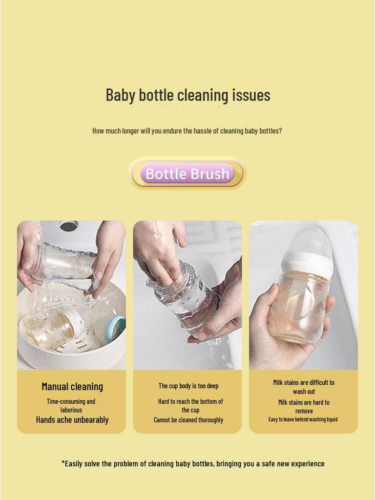 Долговечная электрическая щетка для чистки детских бутылочек с щетиной из пищевого материала для мощной и эффективной очистки - незаменимая вещь для мам и малышей.