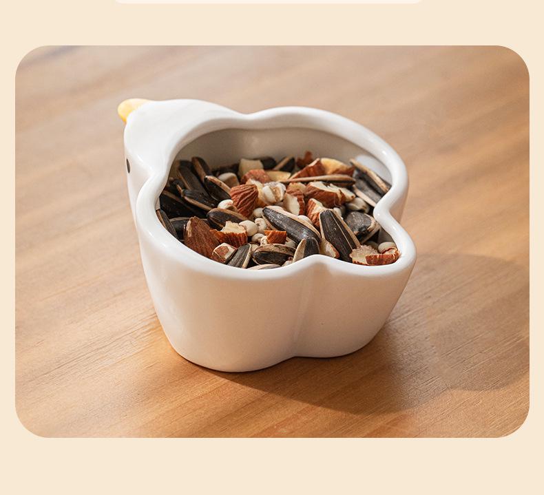 Ceramic Bird-Shaped Splash-Proof Parrot Feeding Bowl for Budgies & Cockatiels