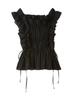Lily Brown Frill Shirring Blouse Black Women's LWFT244022,