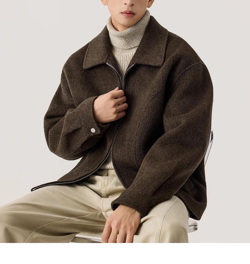 Мужское двустороннее шерстяное пальто с лацканами в итальянском винтажном стиле