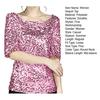 Women Sequin Top Sparkling T Shirt Stylish Comfortable Mid Sleeve Blouse Streetwear for Stage Performances Daily Wear