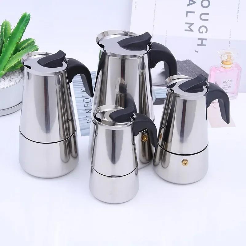 2/4/6/9 Cups Stainless Steel Coffee Maker Pot Moka Pot for Home Espresso Maker Cups Latte Percolator Stove Top Espresso Pots