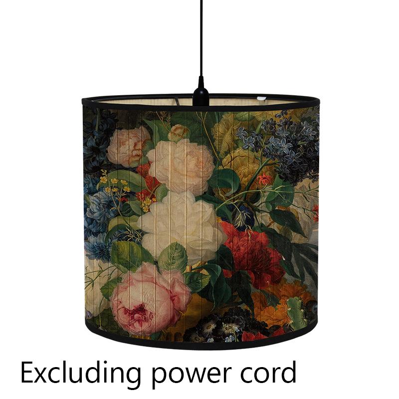 Абажур с цветочным принтом птицы, складной ретро бамбуковый абажур, абажуры ручной работы с зелеными растениями