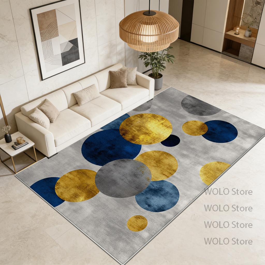 Abstract Geometric Area Rug Modern Living Room Carpet Contemporary Home Decor Neutral Tones Style Area Mat for Sofa Bedroom Soft