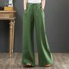 Spring and Summer Artistic Cotton and Linen Loose Wide Leg Pants High Waisted Floor Pant Straight Leg Pants Women's Pants & Capris