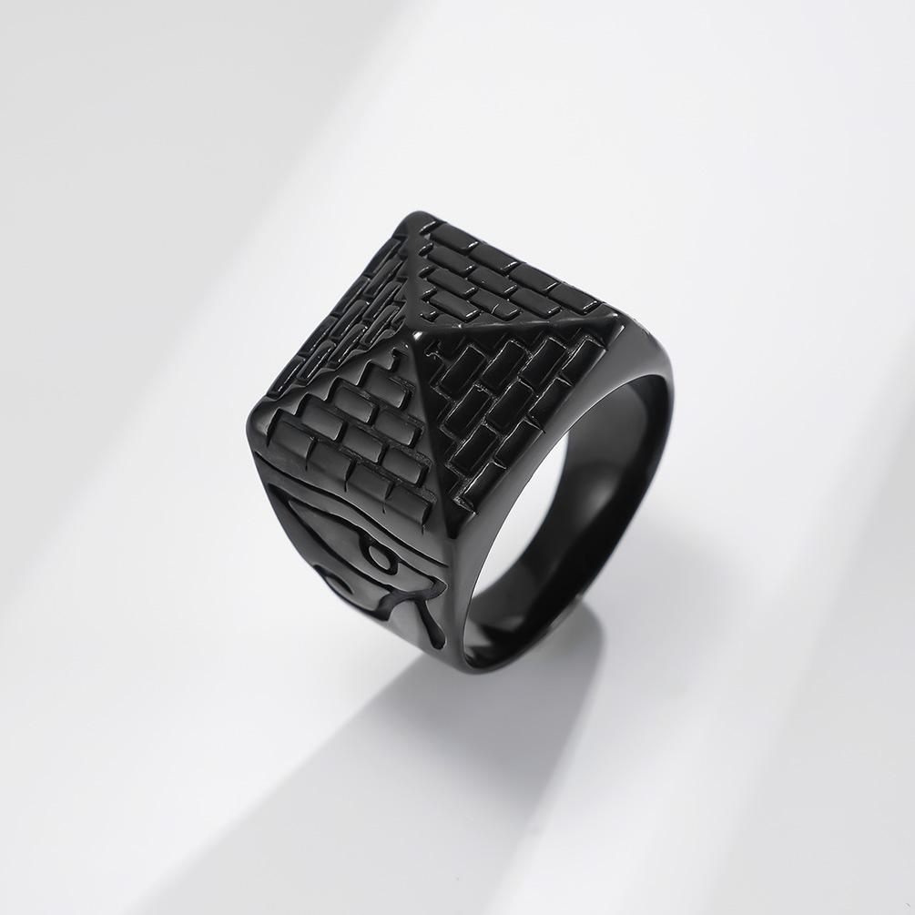 Европейский и американский стиль Египетская пирамида Глаз Гора Кольцо Фараона из нержавеющей стали Мужское кольцо на палец