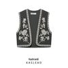 2025 Spring Women's European & American Style Embroidered Cardigan Vest