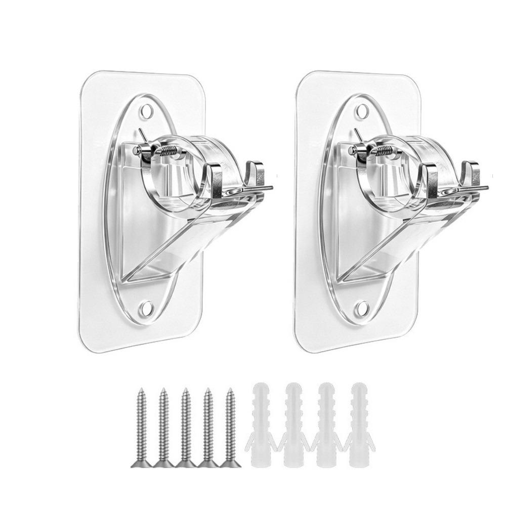2pcs/set Adhesive & Screw Dual Use Curtain Rod Brackets Heavy Duty Curtain Rod Bracket  Home Office
