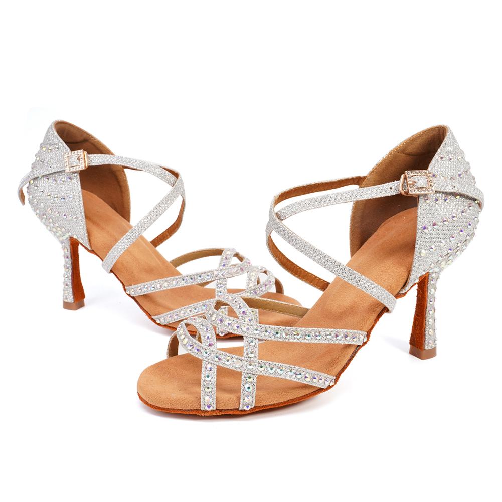 Women's Girls Latin Dance Shoes Ballroom Tango Salsa Party Shoes for Ladies High Heel 9CM