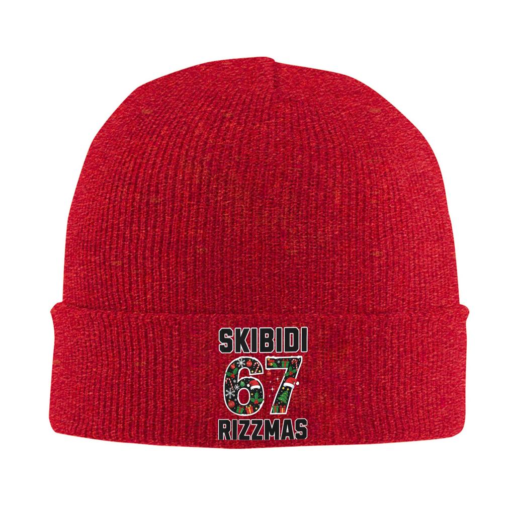 Rizz Christmas 67 Funny Xmas Gen Alpha Skibidi Rizzmas 67 Beanie Hats Skullies Beanies Men Unisex Retro Thermal Elastic Caps