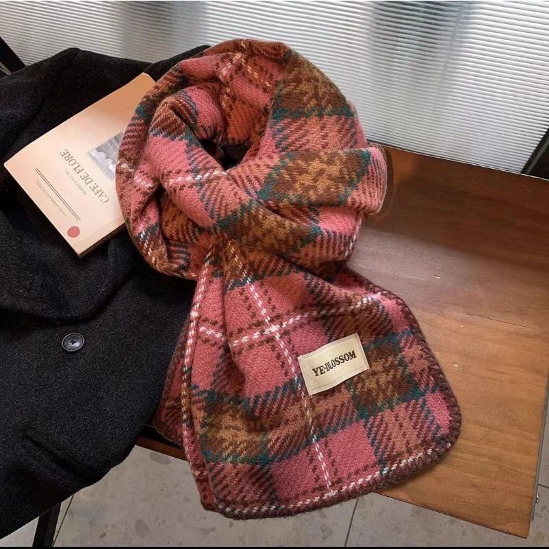 Autumn and Winter Warm British Christmas Plaid Red Scarf Men and Women Couples Enlarged Shawl Scarf Imitation Cashmere Scarf
