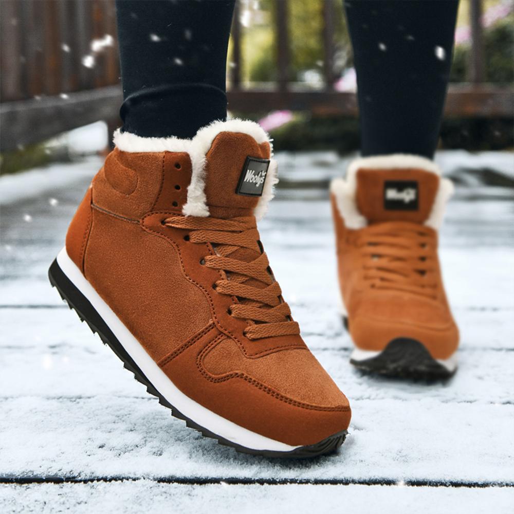 Зимние сапоги для снега, мужские плюшевые теплые женские сапоги, замшевые кожаные ботильоны, удобные легкие водонепроницаемые кроссовки для пары, большой размер