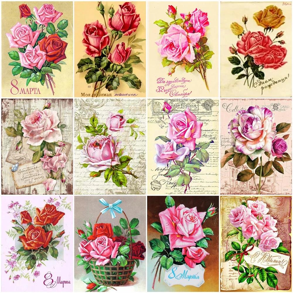 5D Алмазная картина Цветок Полный квадратный круглый DIY Мозаика Горный хрусталь Роза Алмазная вышивка Текст Настенное искусство