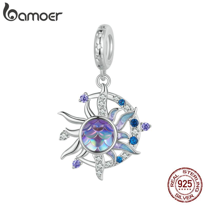 BAMOER стерлингового серебра 925 пробы волшебные подвески-бабочки Солнце и Луна бусины подходят для женщин оригинальные браслеты DIY ювелирные изделия