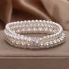 Handmade Baroque Pearl Layered Bracelet Women Minimalist Luxury Multi-Strand Crystal Beaded Wristband