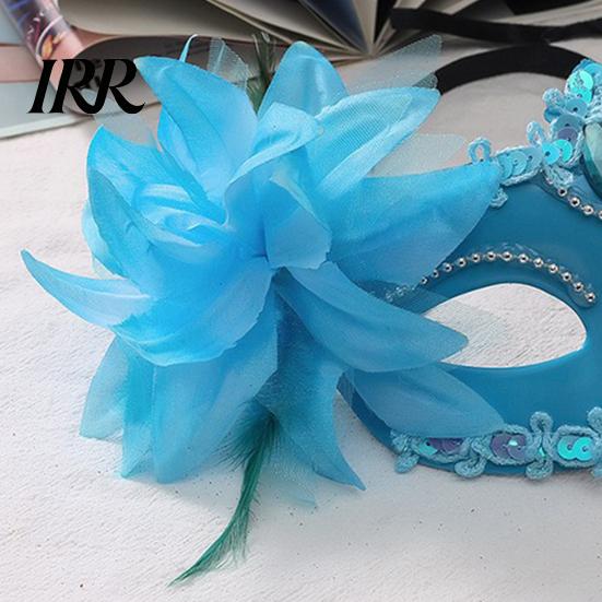 Durable Costume Mask Half Face Masquerade for Women, Mesh Flower Rhinestone Venetian Party Mask, Costumes Accessory Halloween Carnival Prom Ball