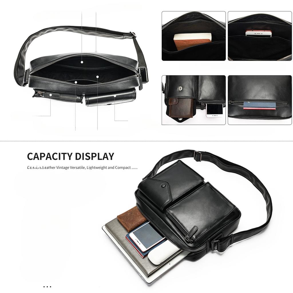 Сумка через плечо из натуральной кожи, мужская деловая сумка на одно плечо, сумка для компьютера из коровьей кожи, вместительная, модная мужская сумка