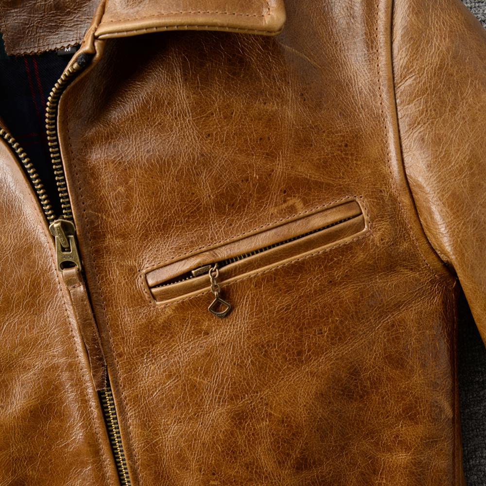 Классическая мужская куртка из натуральной коровьей кожи 1930-х годов, с эффектом изменения цвета, обработанная маслом и воском, коричневого цвета. Мужская одежда для осени.