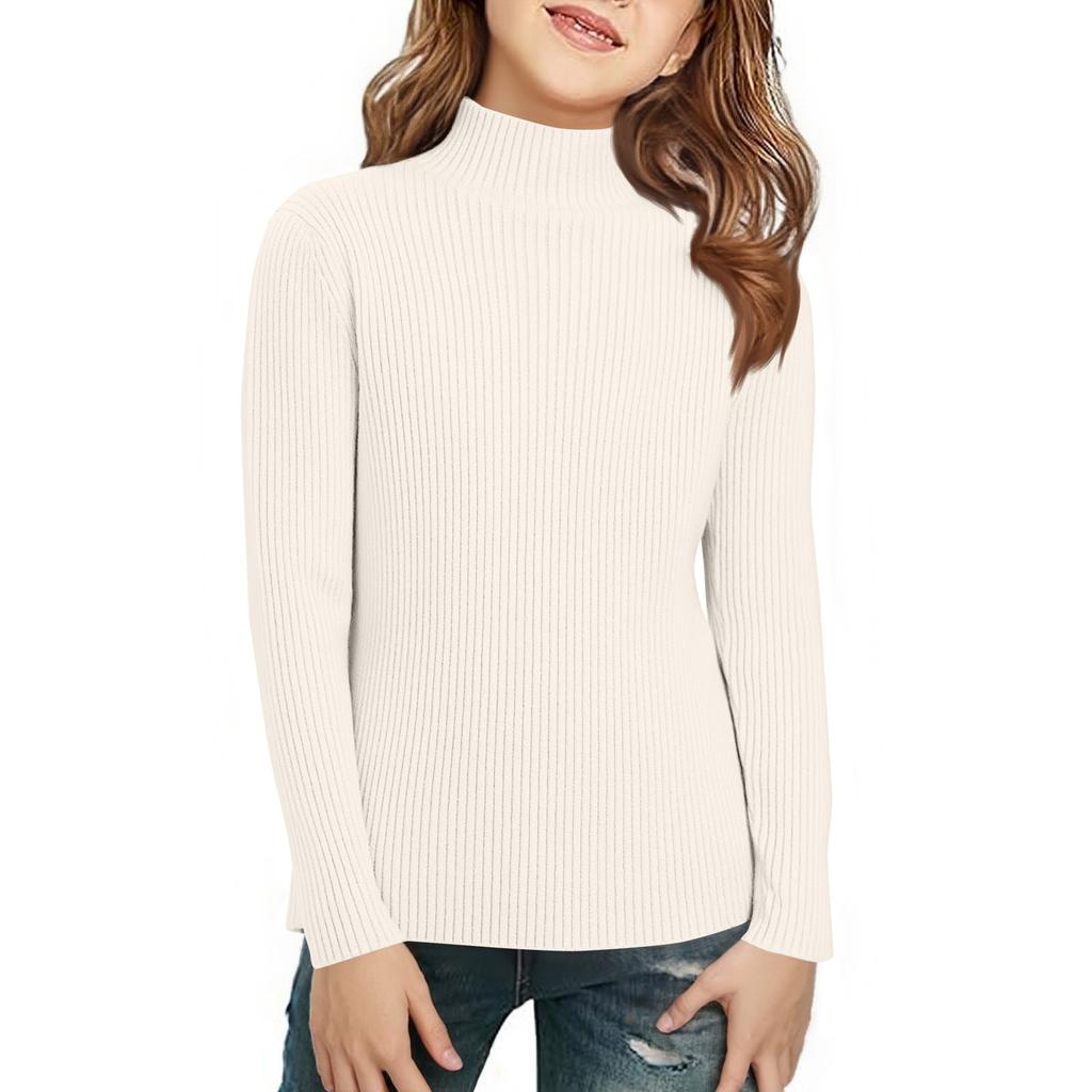 Детская модная и повседневная базовая трикотажная футболка с длинным рукавом и полувысоким воротником