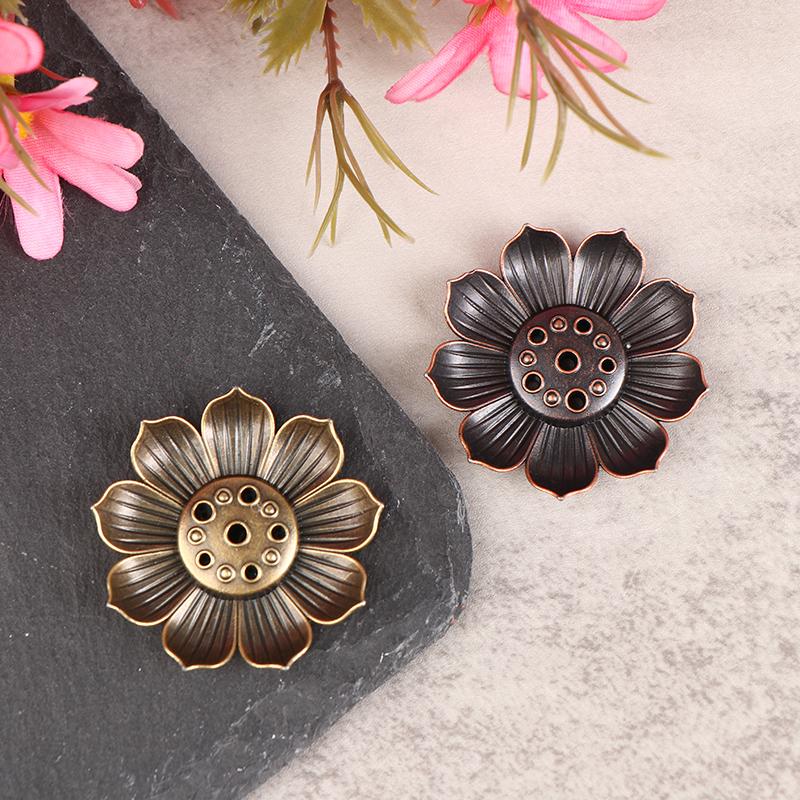 1Pc Alloy Incense Burner Stick Holder Plate Buddhism Lotus Censer Bronze Nasturtium Incense Burner