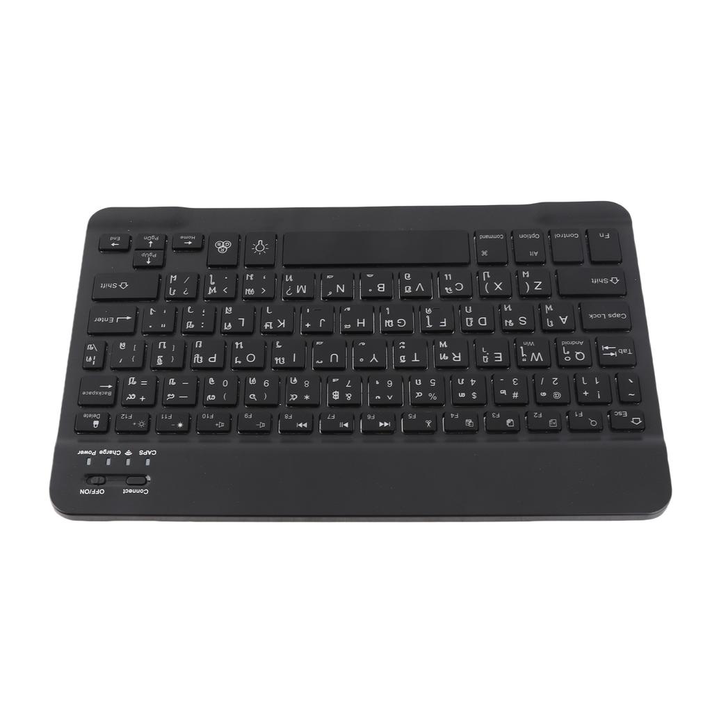 Беспроводная Bluetooth-клавиатура 10 дюймов с RGB-подсветкой, квадратные колпачки клавиш для телефона, планшета, черная, тайская