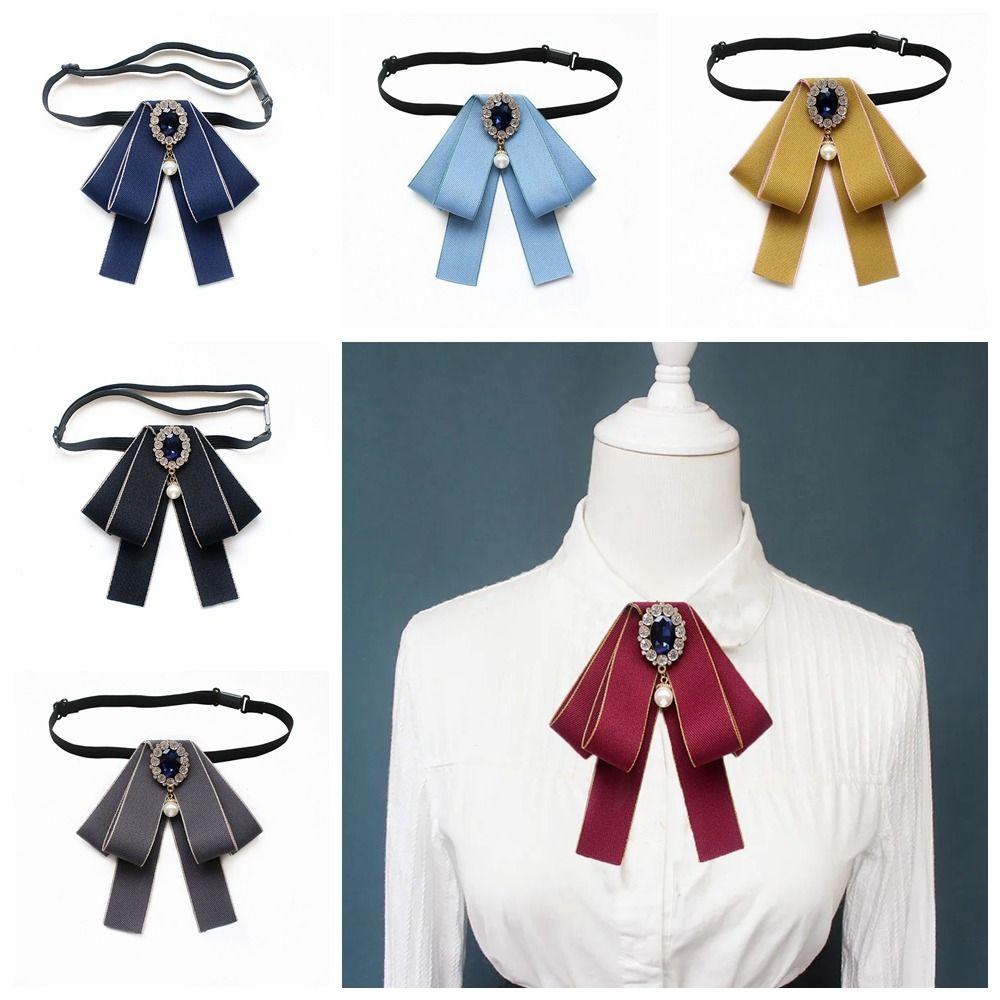 Adjustable Collar Flower Polyester College Ribbon Bowtie New Necktie Women