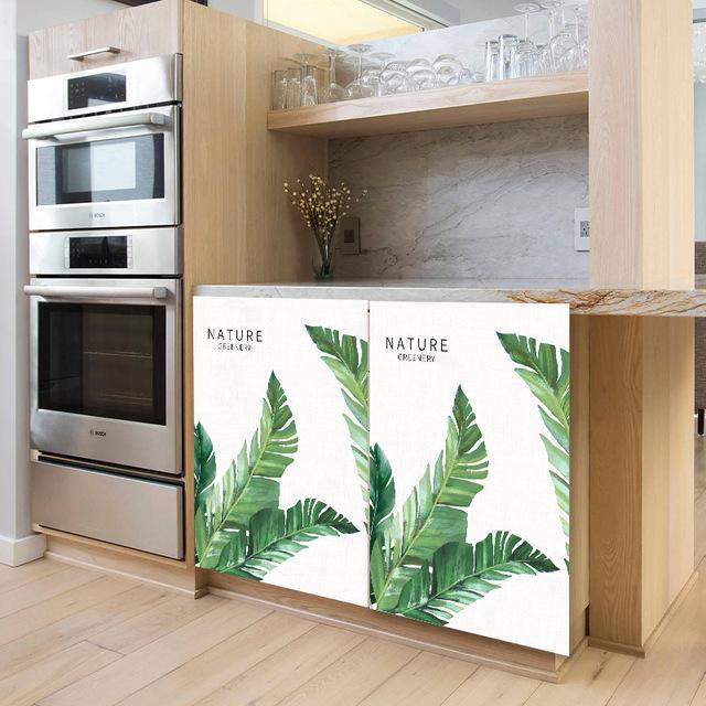 Зеленые Листья Шкаф Короткие Шторы Пылезащитная Полуштора Кухонная Полка для Хранения Чехол Домашний Декор