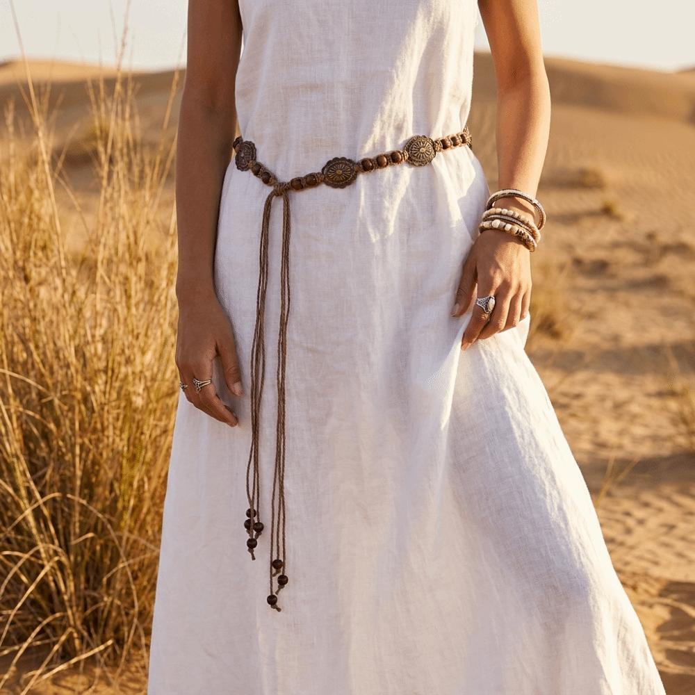 Wooden Ethnic Style Belt Beaded Waist Chain Versatile Bohemian Waist Belt Casual Wear