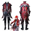 Новая игра Diluc, новый костюм, полный комплект, красное пальто, брюки, унисекс, игра для взрослых, косплей, костюм для вечеринки на Хэллоуин, униформа из парика