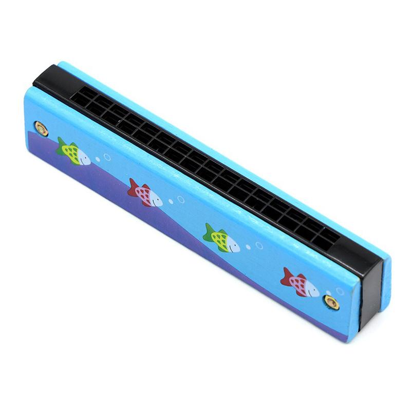 1PC Multicolored Mouth Organ Cute Cartoon Wooden Harmonica 16-Hole Musical Instruments Beginners Suitable Woodwind Harmonica ZYF