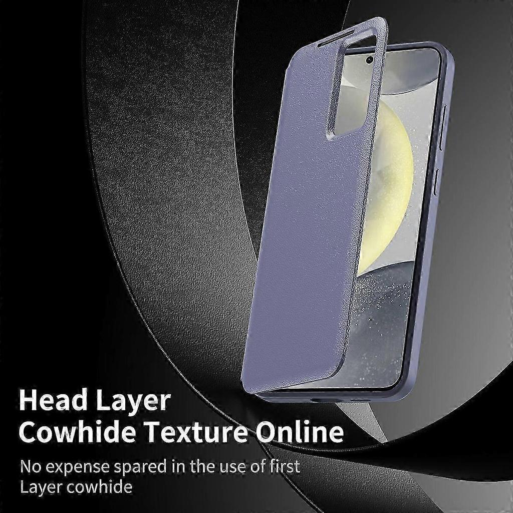 For Samsung Galaxy A56 5G Case with Card Holder Smart View Window Leather Phone Cover - Lavender Gre