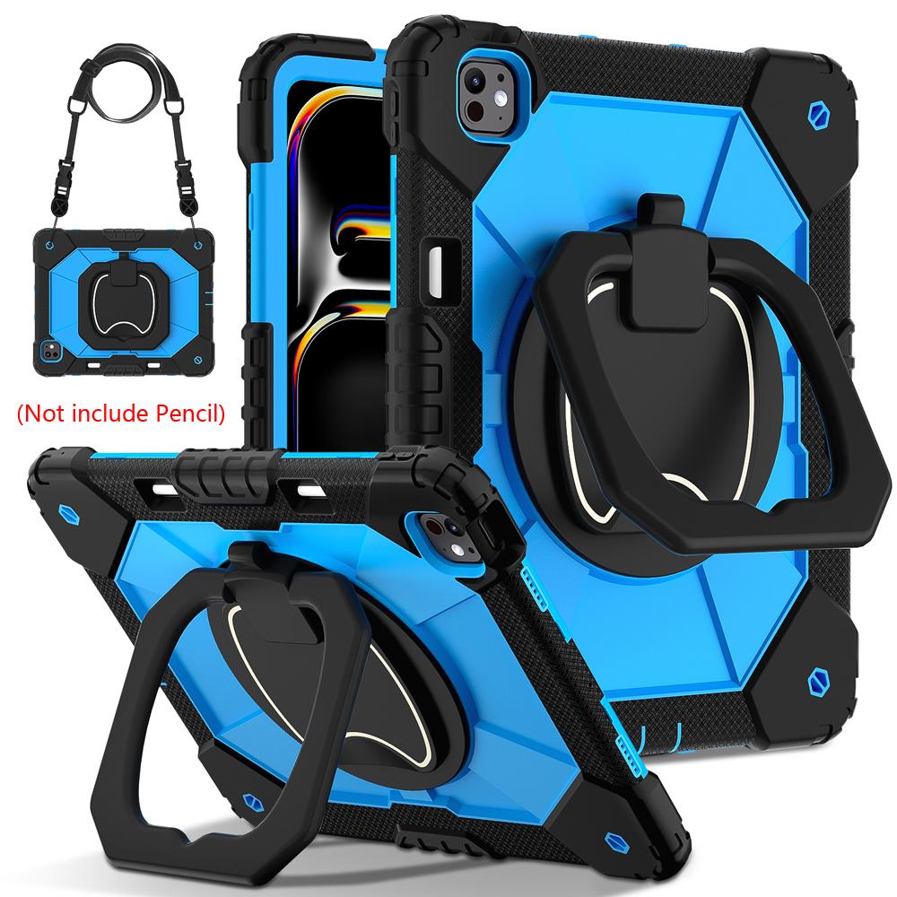 Portable Kids Tablet Cases for IPad Air13/Pro13 Pro Air 13 2026/2025 M5/M4/M3/M2 Case Cover Rotating Stand PC+Silicone Shell