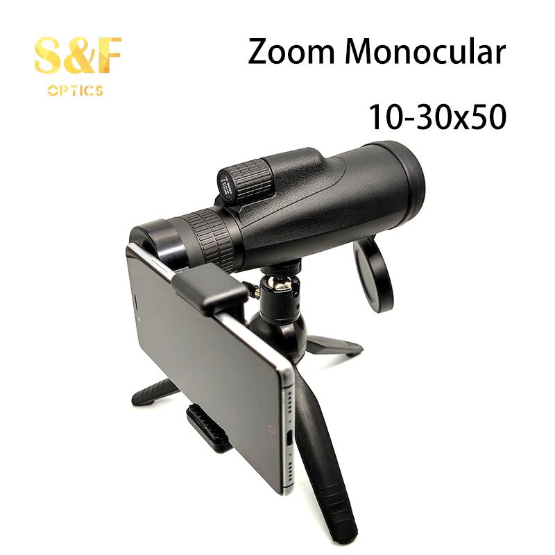 Ручной телескоп с зумом 10-30x50, монокуляром с адаптером и штативом для наблюдения за птицами со смартфона