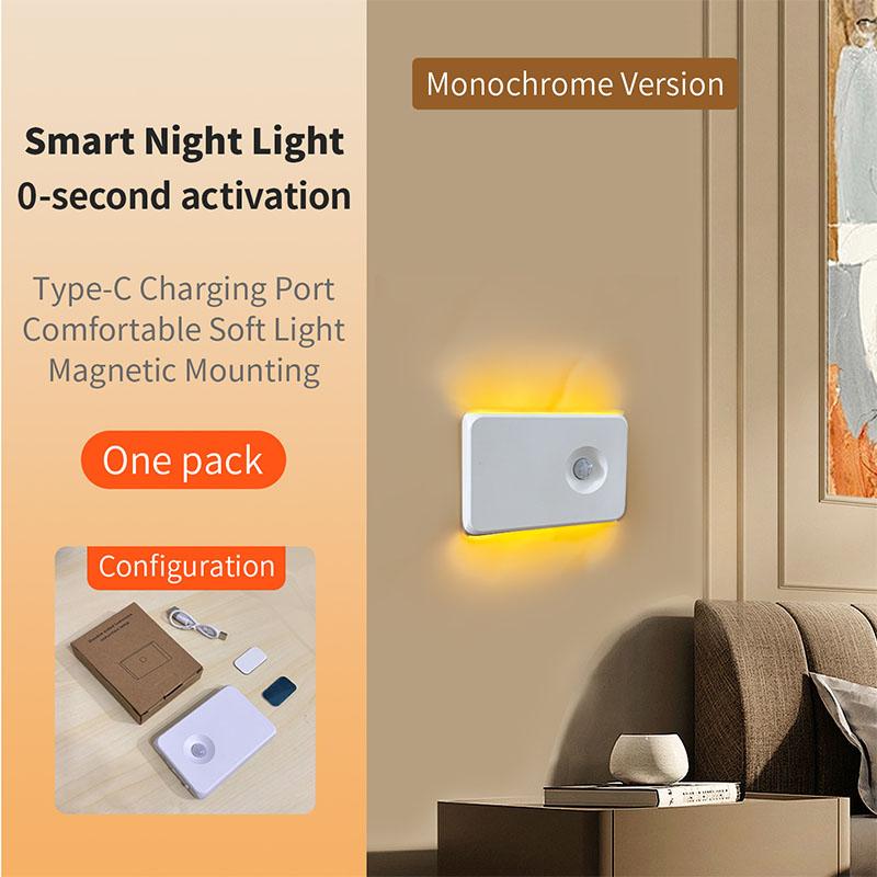 Motion Sensor Wall Lamp Magnetic Night Light Type-C Charging Warm/RGB Light Wireless Cabinet Lights for Indoor Closet Stair