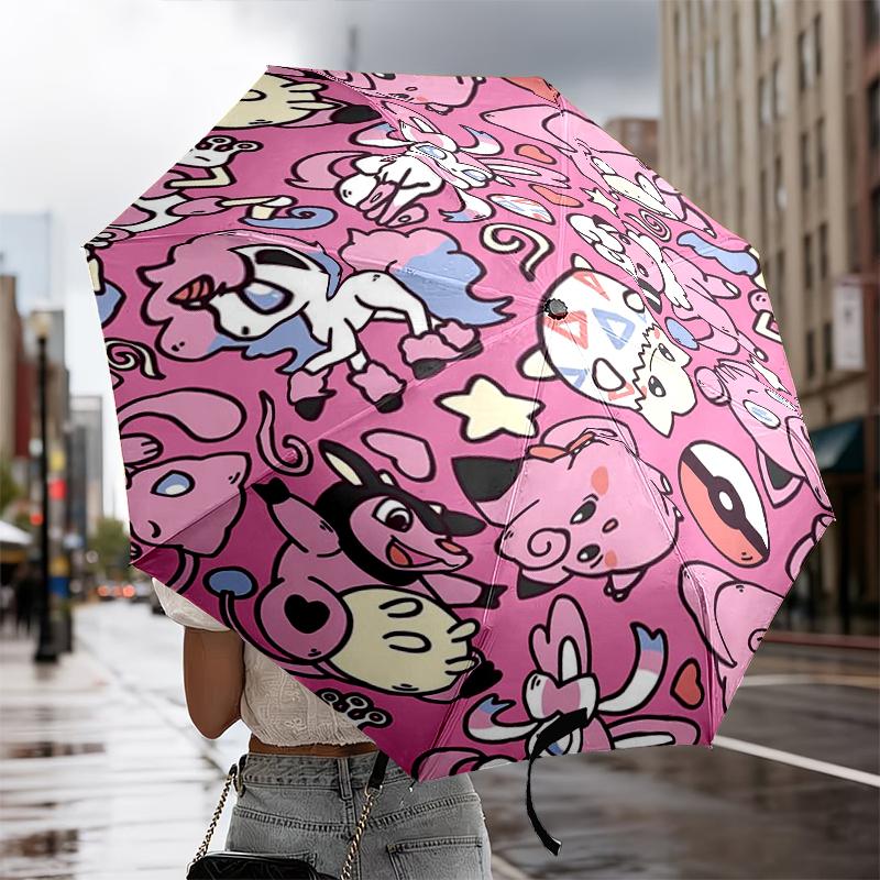 Pink pika Pattern Umbrella 8-Frame for Travel, camping, Casual Lightweight Portable Umbrella, Essential for every family Holidays Gift