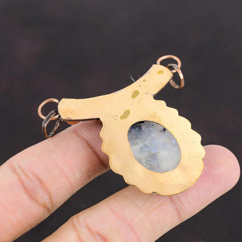 Кулон с радужным лунным камнем, медный кулон, ювелирные изделия ручной работы, стильный кулон, драгоценный камень, медные ювелирные изделия, подарок на годовщину для мамы, ювелирные изделия из лунного камня
