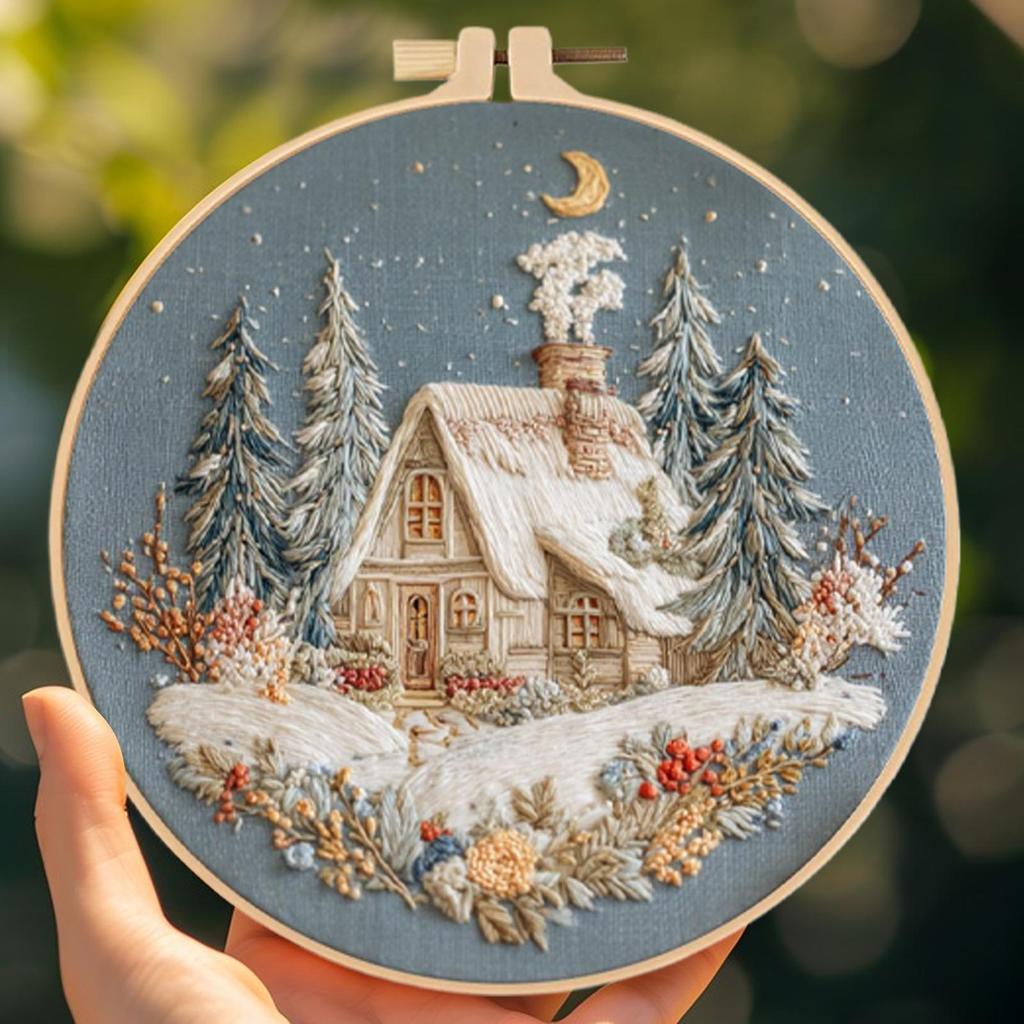 Набор для вышивания «Снежный домик» к Рождеству Christmas Theme Pattern Набор для вышивания Зимнее праздничное украшение Аксессуары для рукоделия